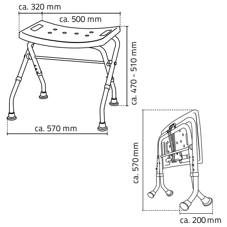 Ridder - Hopfällbar pall 50x51 cm vit