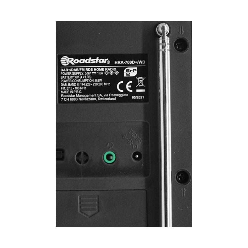 Roadstar HRA-700D+/WD - Radio med DAB+, FM och väckarklocka 16W/230V/4xAA