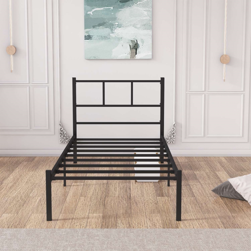 Robust enkelsäng i metall ROVAN 90 x 200 cm, svart – maxbelastning 120 kg