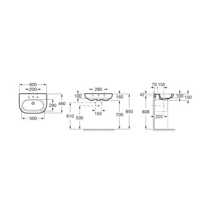 Roca A327242000 - Väggmonterad handfat MERIDIAN 60x46 cm keramik/vit