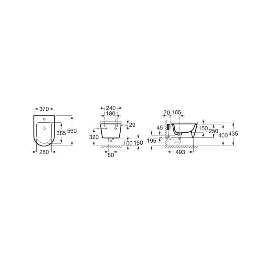 Roca A357525000 - Väggmonterad bidé INSPIRA keramik/vit