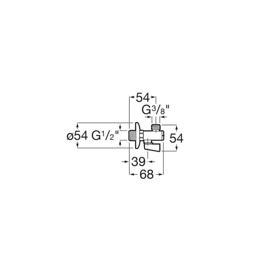 Roca A525168200 - Vinkelventil AQUA i blankkrom