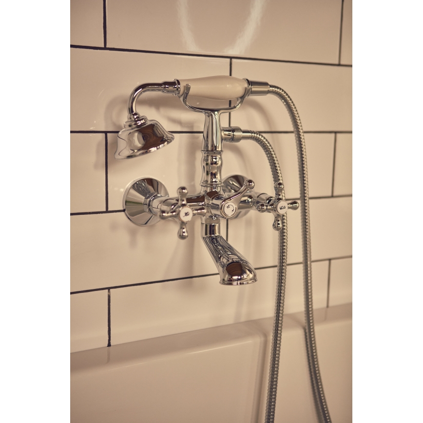 Roca A5A014BC00 - Badkarsset med blandare CARMEN RETRO, blank krom