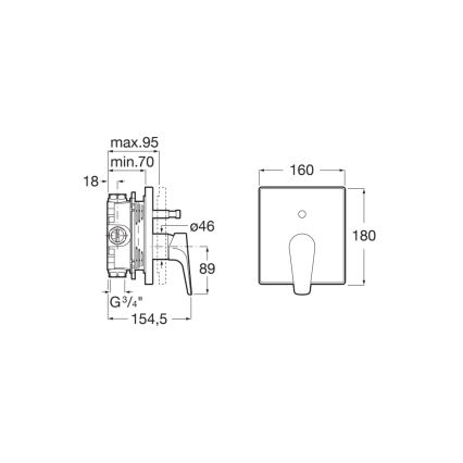 Roca A5A0B90C00 - Duschblandare för inbyggnad ATLAS, blank krom