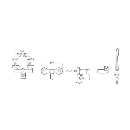Roca A5A2009C02 - Duschset med blandare L20 i blank krom