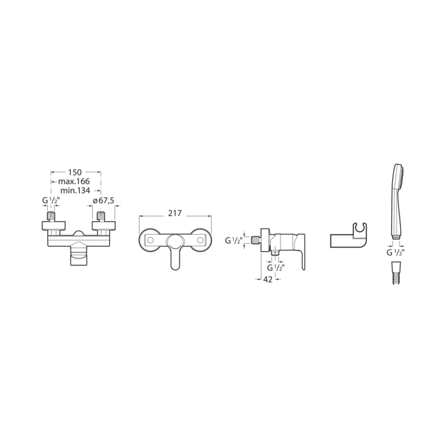 Roca A5A2009C02 - Duschset med blandare L20 i blank krom