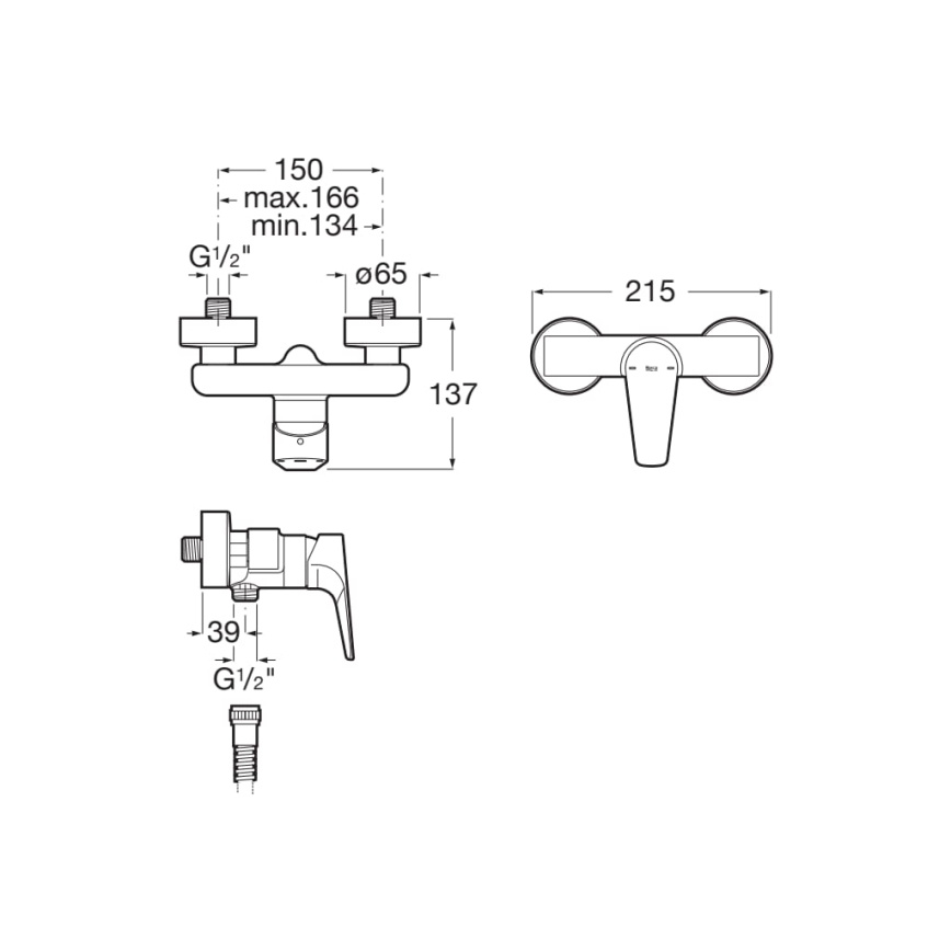 Roca A5A2190C00 - Duschblandare ATLAS i blank krom