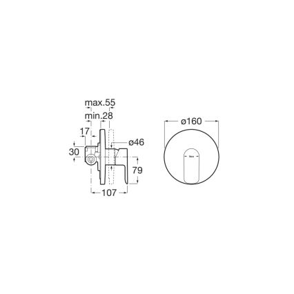 Roca A5A226EC00 - Duschblandare CALA för inbyggnad, blank krom