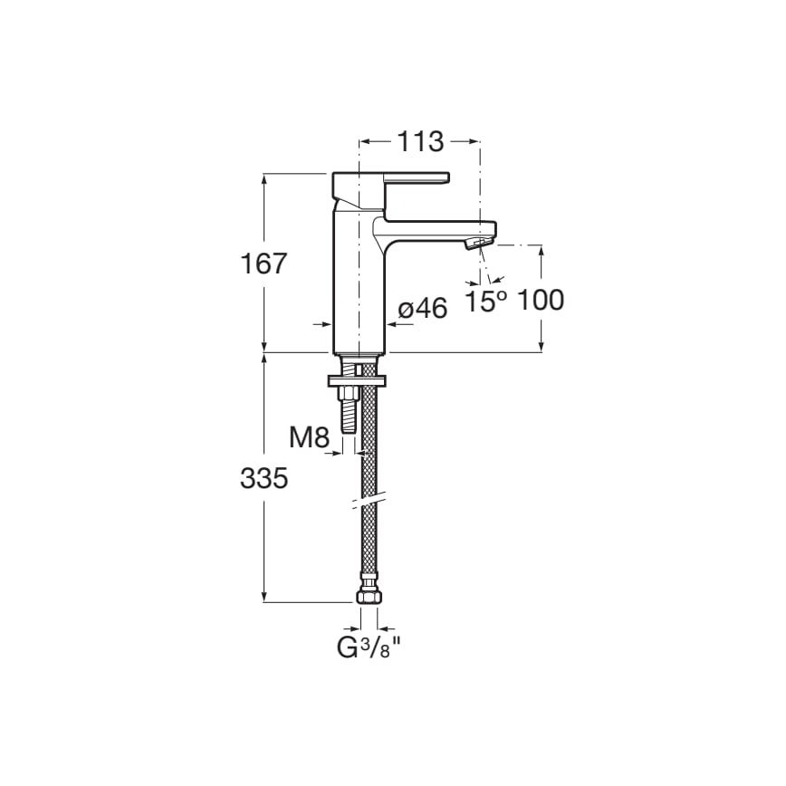 Roca A5A3A96CN0 - Tvättställsblandare NAIA 16,7 cm Cold Start/titan svart