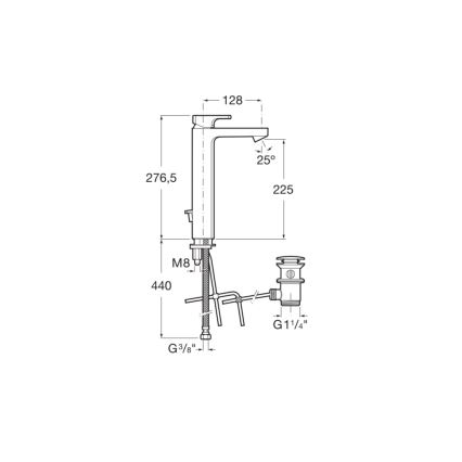 Roca A5A3G01C00 - Tvättställsblandare + utloppspip L90 27,6 cm polerad krom