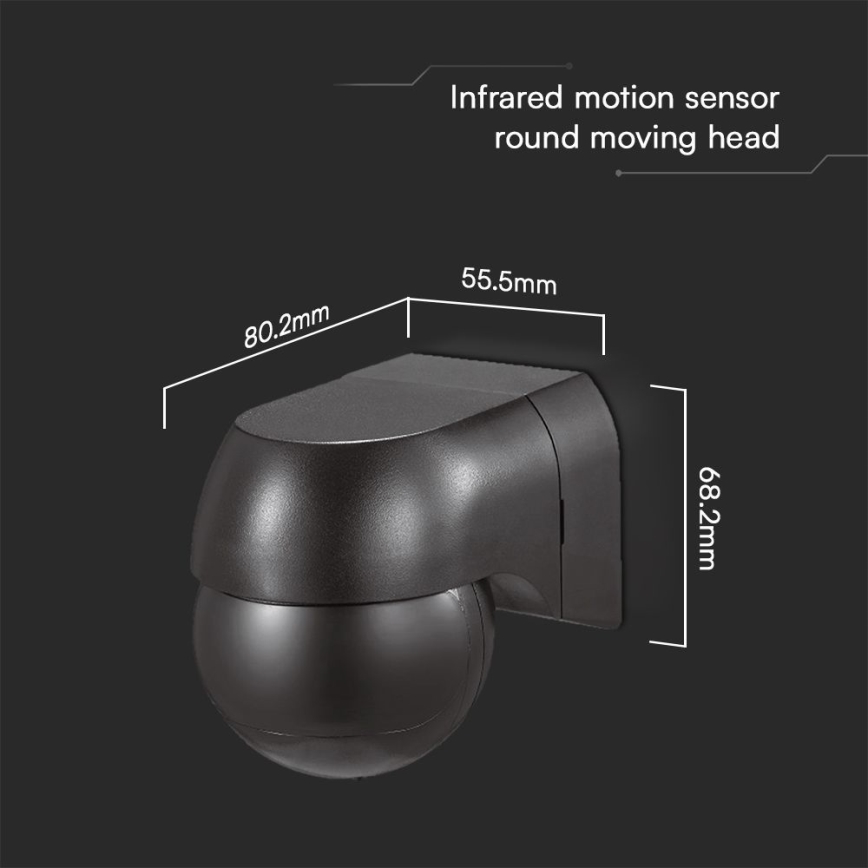 Rörelsesensor PIR 180° 400W/230V IP44 svart