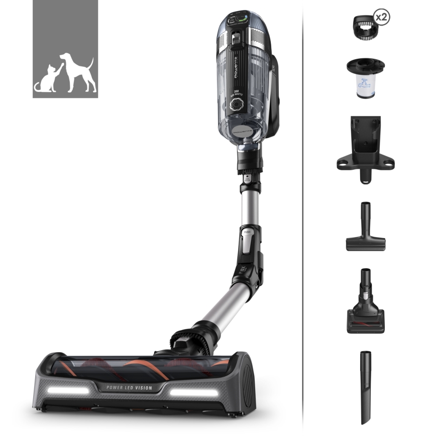 Rowenta - Stavdammsugare 3-i-1 X-FORCE ANIMAL AUTO 480W/32,4V svart 2000 mAh