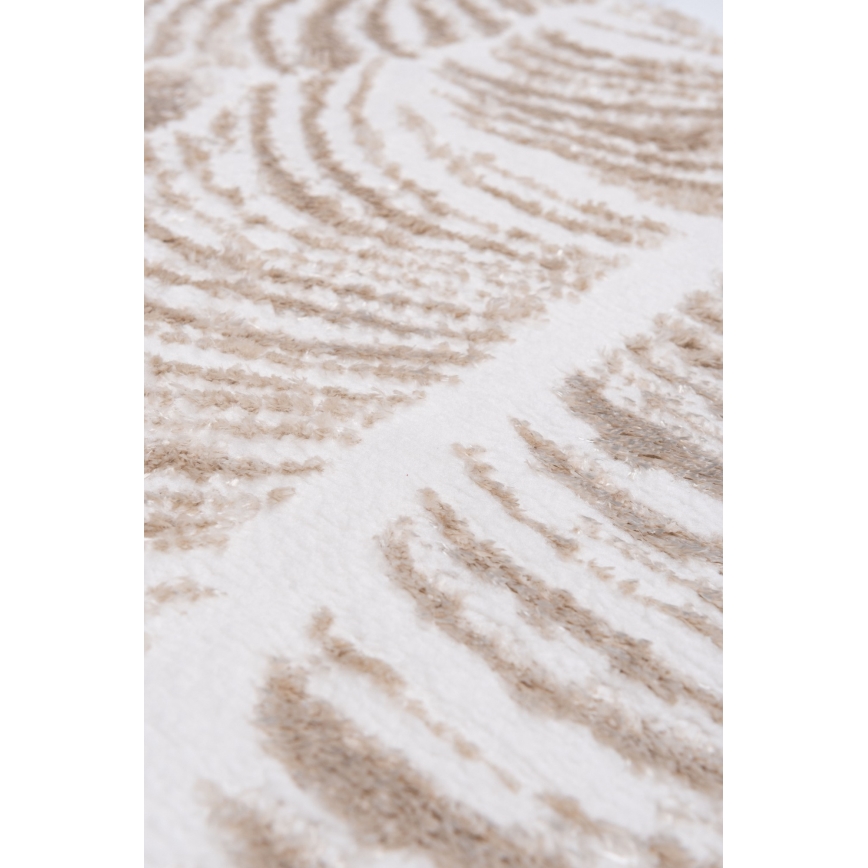 Rund matta SALAMANCA 100 cm beige/vit/bladmönster