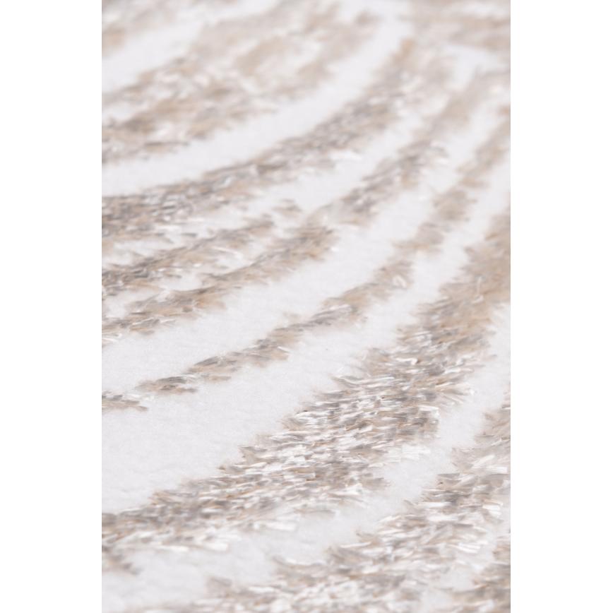 Rund matta SALAMANCA 100 cm beige/vit/bladmönster