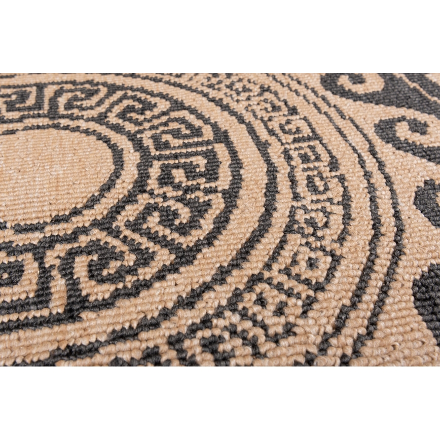 Rund utomhusmatta DELMAR 80 cm antracit/beige