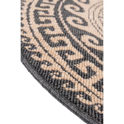 Rund utomhusmatta DELMAR 80 cm antracit/beige