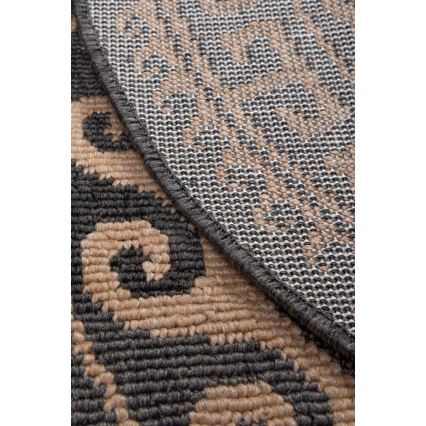 Rund utomhusmatta DELMAR 80 cm antracit/beige