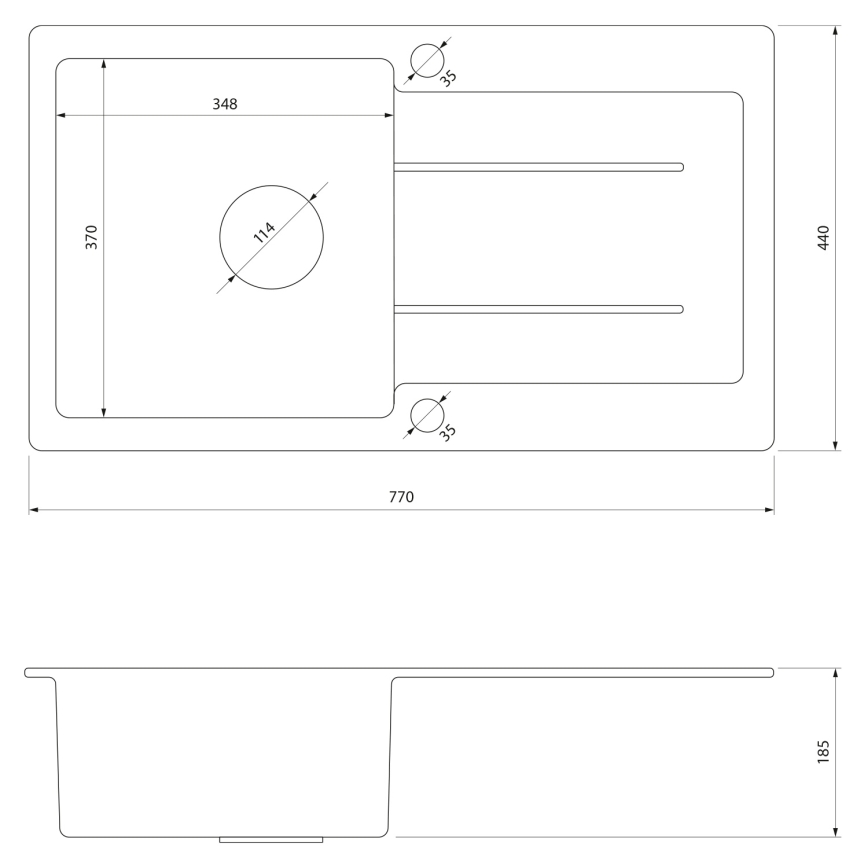 Samona - Köksdiskho SAMONA 77x44 cm granit/svart