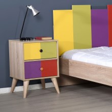 Sängbord 66x44 cm brun/färgrik