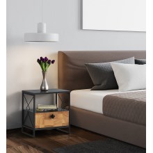Sängbord ALTUNIZADE 50x45 cm svart/brun