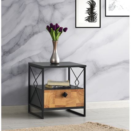 Sängbord ALTUNIZADE 50x45 cm svart/brun