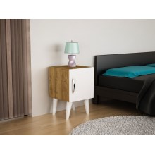 Sängbord BELLINI 55x35 cm vit/brun