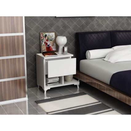 Sängbord CAST 46,8x46,8 cm vit