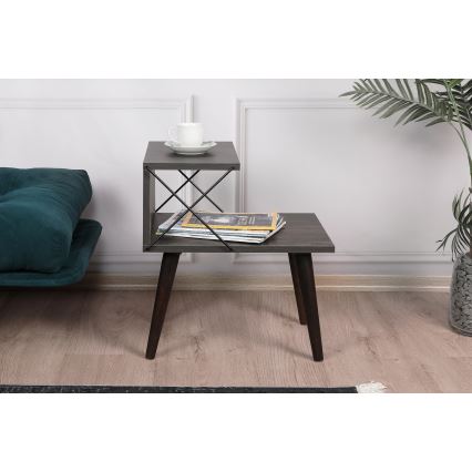 Sängbord CROSS 55x50 cm brun