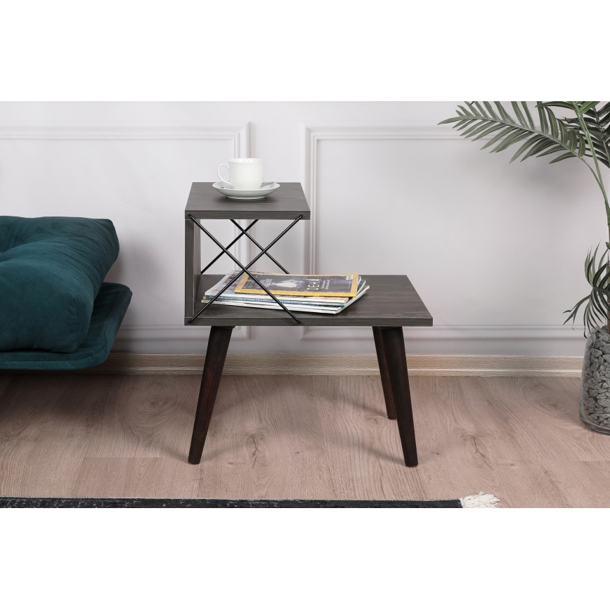 Sängbord CROSS 55x50 cm brun