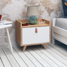 Sängbord DOPO 55x50 cm beige/vit