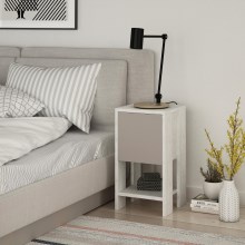 Sängbord EMA 55x30 cm vit/beige