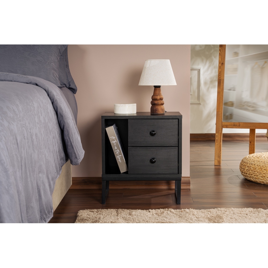 Sängbord GLIMMER 50x45,2 cm svart