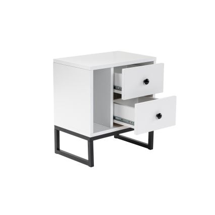 Sängbord GLIMMER 50x45,2 cm vit/svart