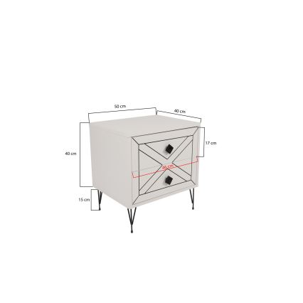 Sängbord LUNA 50x55 cm vit