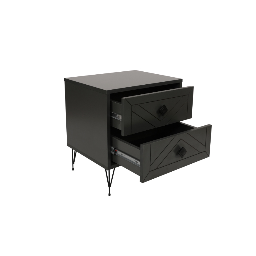 Sängbord LUNA 55x50 cm antracit/svart