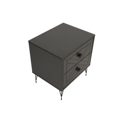Sängbord LUNA 55x50 cm antracit/svart