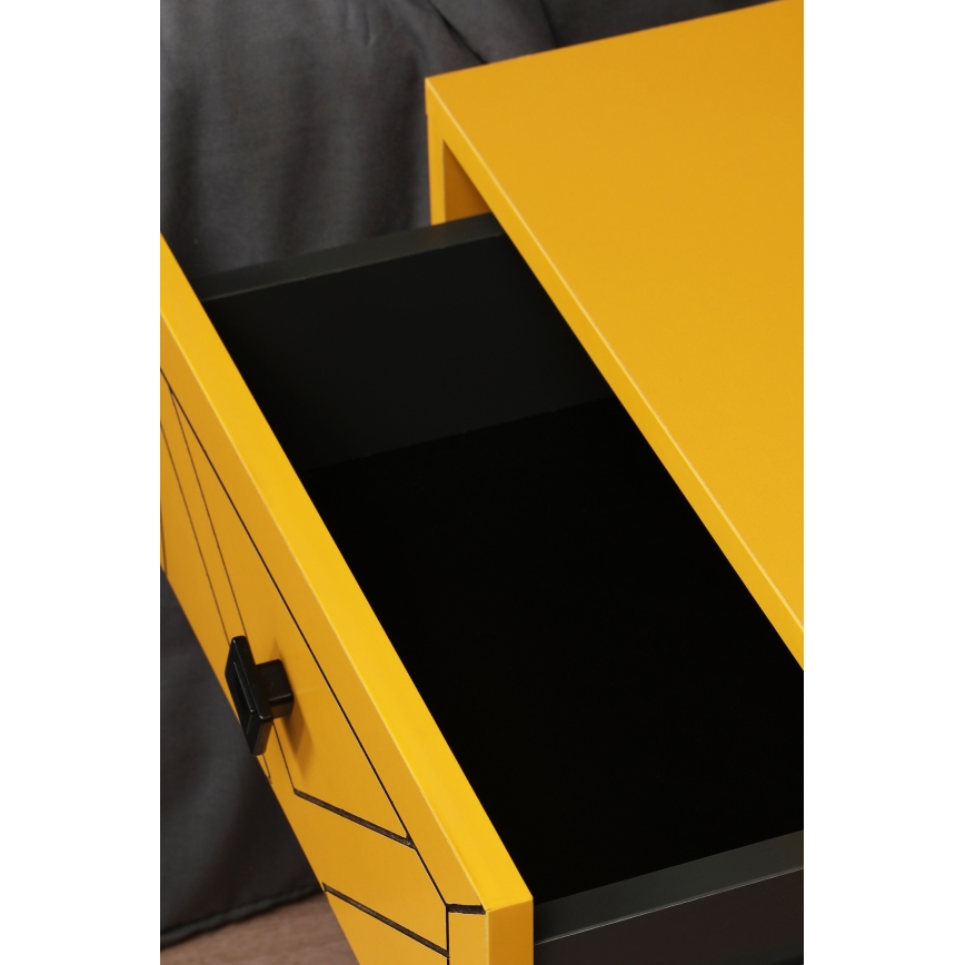 Sängbord LUNA 55x50 cm gul