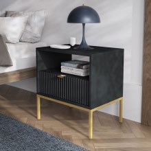 Sängbord NOVA 56x54 cm svart/guld