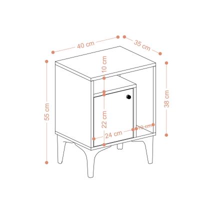 Sängbord NUNO 55x40 cm safir ek