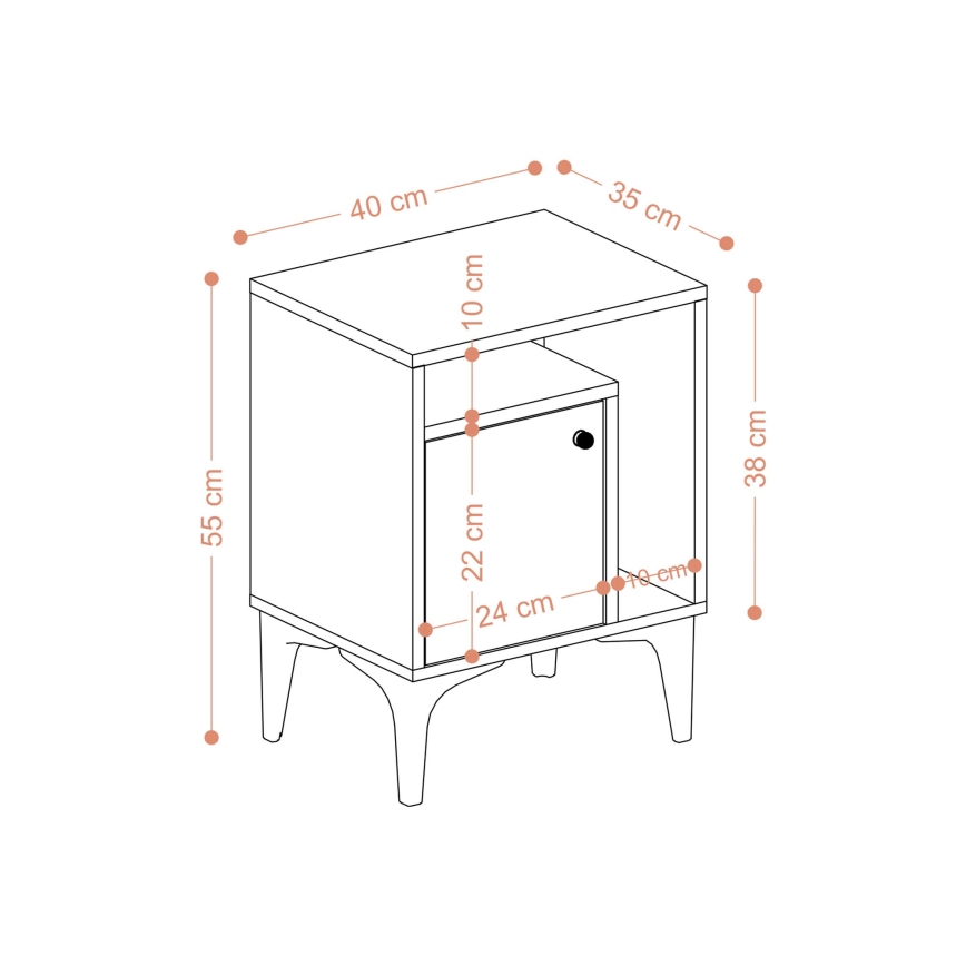 Sängbord NUNO 55x40 cm safir ek