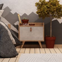 Sängbord PAJU 55x50 cm beige/grå