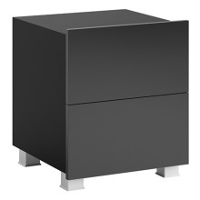 Sängbord PAVO 45x40 cm skinande svart/matt svart