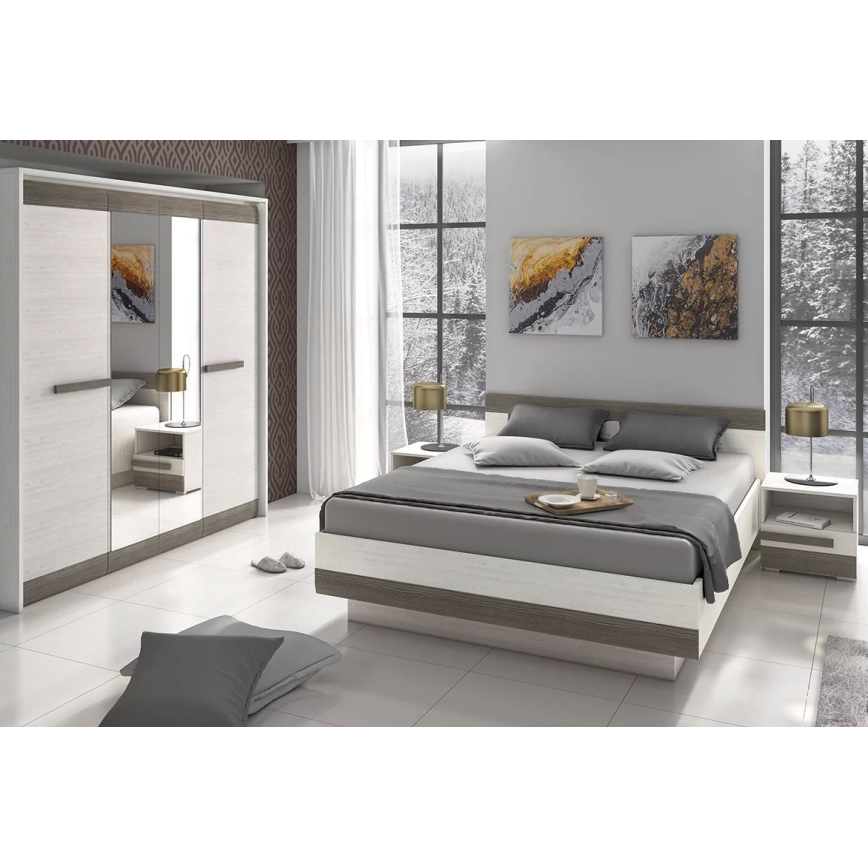 Sängbord SARPA 45x46 cm vit/brun