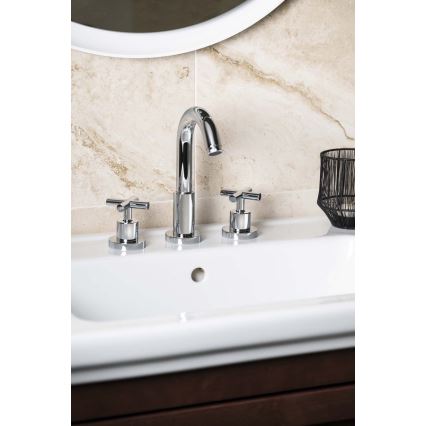 Sapho - 3-håls tvättställsblandare AXIA RETRO 23,8 cm, polerad krom