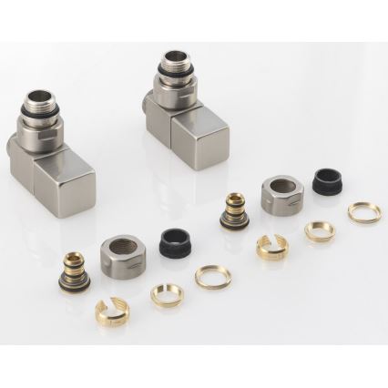 Sapho - Anslutningssats för CUBE vinkelventiler, 2 st, borstat rostfritt stål