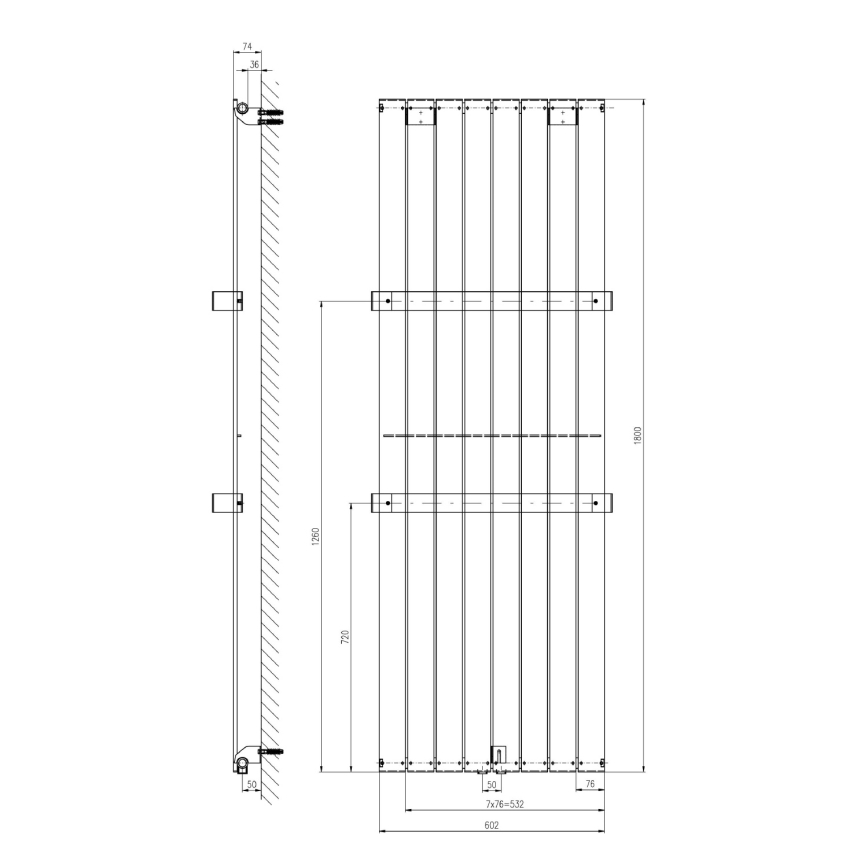 Sapho - Badrumsradiator COLONNA 1205W/230V 60x180 cm vit