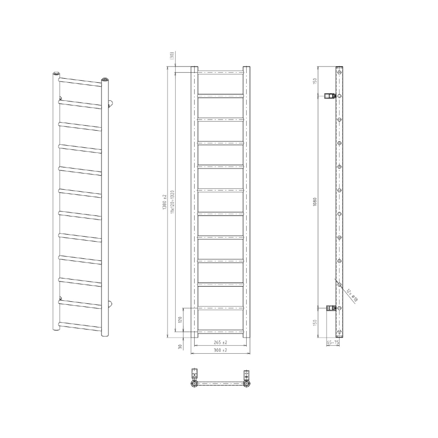 Sapho - Badrumsradiator DINA 138x30 cm vit