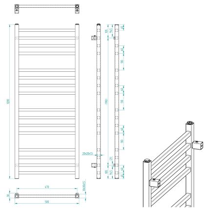 Sapho - Badrumsradiator METRO 120x50 cm polerad krom