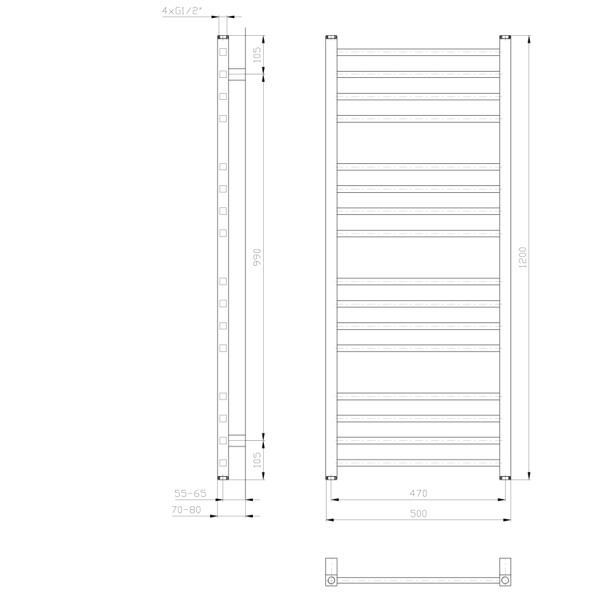 Sapho - Badrumsradiator METRO 120x50 cm vit