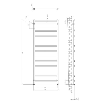 Sapho - Badrumsradiator METRO DOS 143x55 cm matt svart